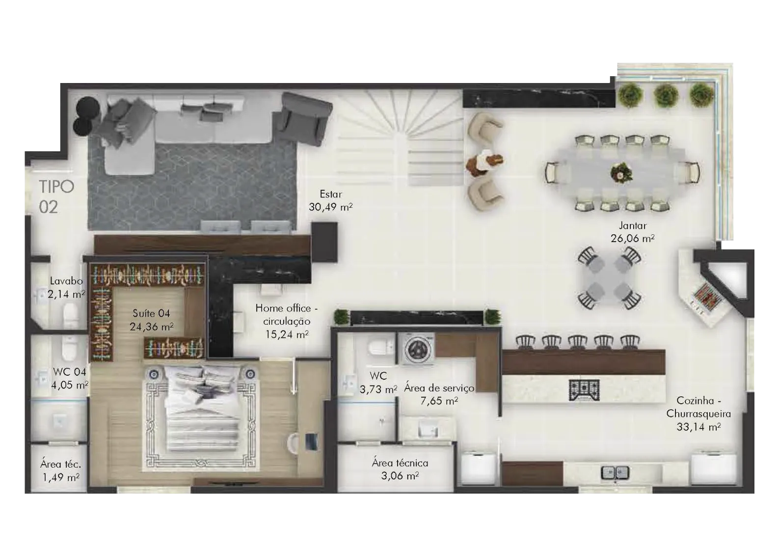 Hill Tower - Cobertura 02 - Pav. Inferior com 176,02m².png