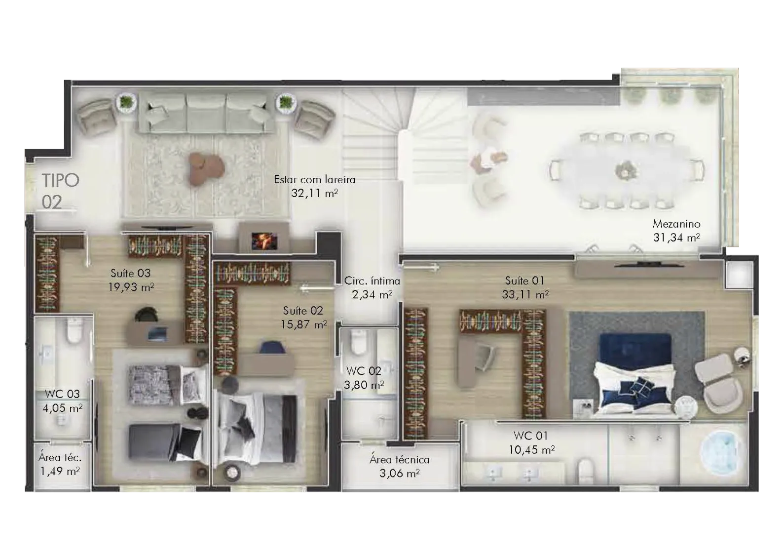 Hill Tower - Cobertura 02 - Pav. Superior com 144,70m².png