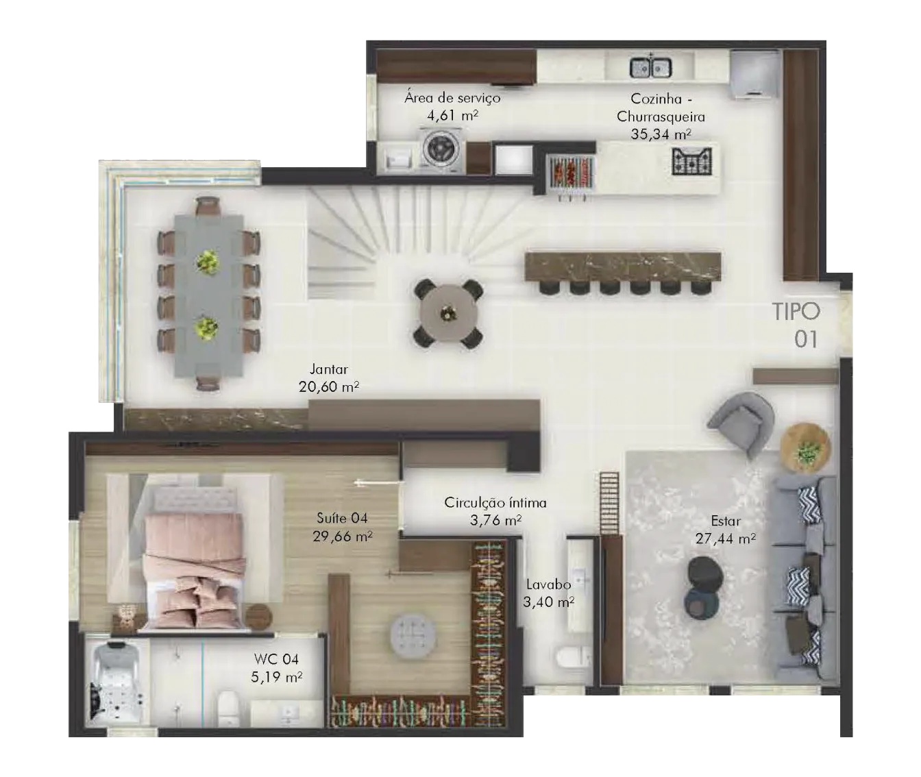 Hill Tower - Cobertura 01 - Pav. Inferior com 153,12m².png